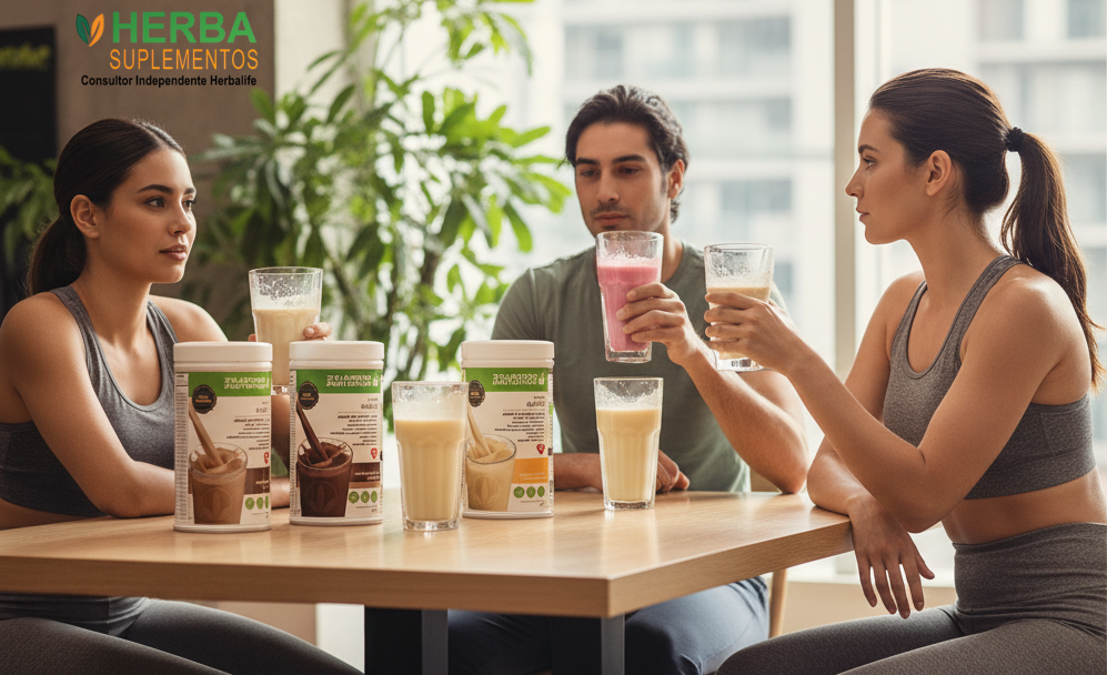 Pessoa tomando shake Herbalife para emagrecimento saudável