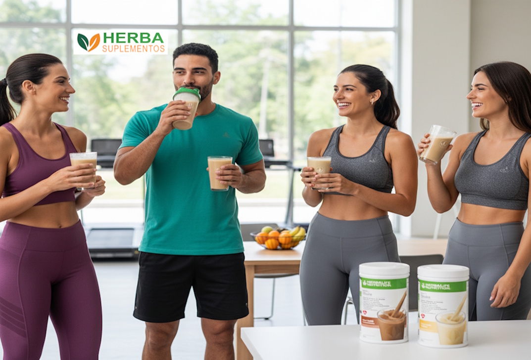 Família saudável com produtos Herbalife